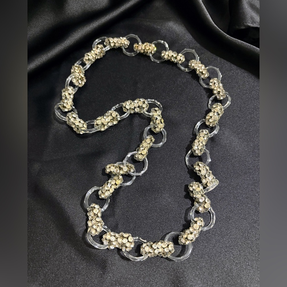 Rare Vintage Louis Rousselet Art Deco Glass Ring and Diamante Necklace 1920-30’s